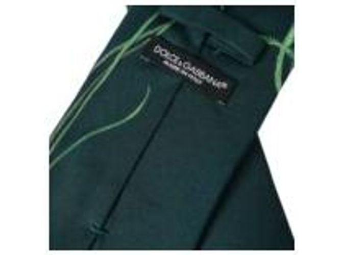 Dolce & Gabbana Cravatta regolabile da uomo in % seta stampata verde - vista 4