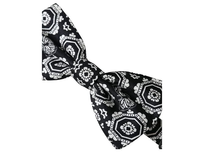 Dolce & Gabbana Papillon regolabile da uomo stampato bianco e nero - vista 2
