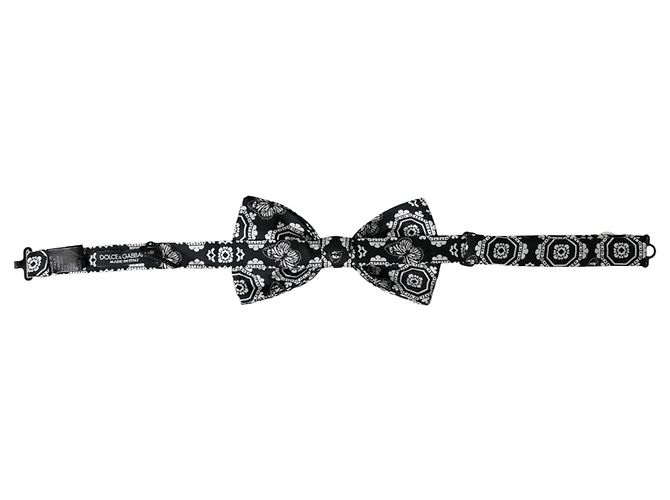 Dolce & Gabbana Papillon regolabile da uomo stampato bianco e nero - vista 3