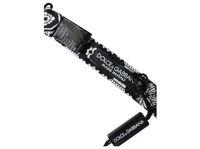 Dolce & Gabbana Papillon regolabile da uomo stampato bianco e nero - vista 4