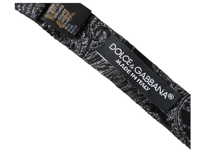 Dolce & Gabbana Papillon da uomo in jacquard di seta nero con collo regolabile - vista 5