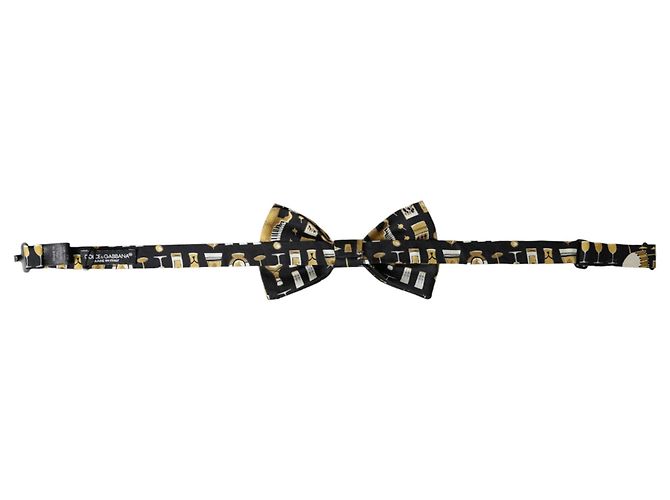 Dolce & Gabbana Black Silk Cocktail Adjustable Neck Men Bow Tie - view 3