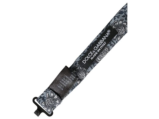 Dolce & Gabbana Gray Silk Patterned Adjustable Neck Men Bow Tie - view 3