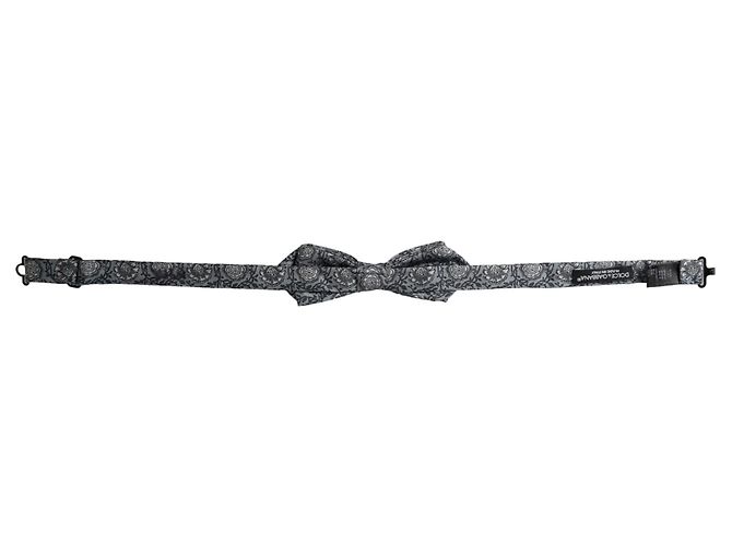 Dolce & Gabbana Gray Silk Patterned Adjustable Neck Men Bow Tie - view 4