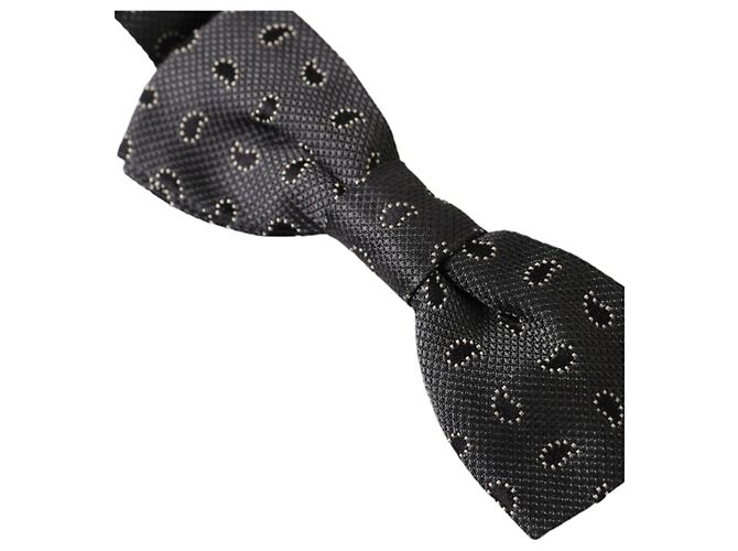 Dolce & Gabbana Dark Gray Silk Patterned Adjustable Neck Men Bow Tie - view 2