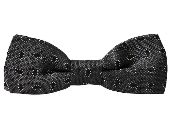 Dolce & Gabbana Dark Gray Silk Patterned Adjustable Neck Men Bow Tie - view 3