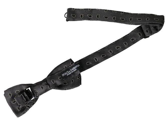 Dolce & Gabbana Dark Gray Silk Patterned Adjustable Neck Men Bow Tie - view 4