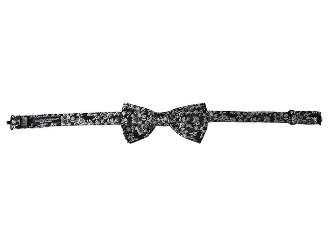 Dolce & Gabbana Papillon regolabile da uomo in seta floreale grigio scuro - vista 3