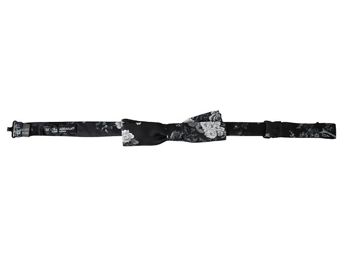 Dolce & Gabbana Papillon regolabile da uomo in seta floreale grigio scuro - vista 3
