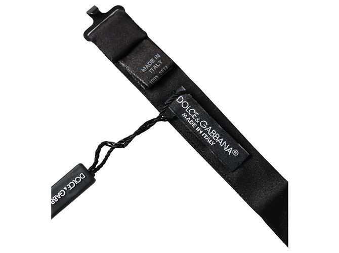 Dolce & Gabbana Papillon regolabile da uomo in seta satinata nera - vista 3