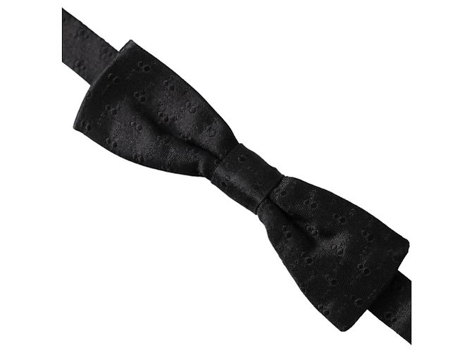 Dolce & Gabbana Dark Gray Silk Patterned Adjustable Neck Men Bow Tie - view 2