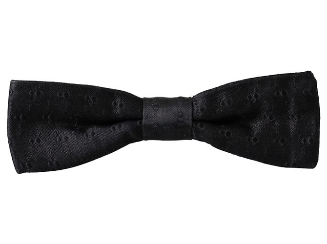 Dolce & Gabbana Dark Gray Silk Patterned Adjustable Neck Men Bow Tie - view 3