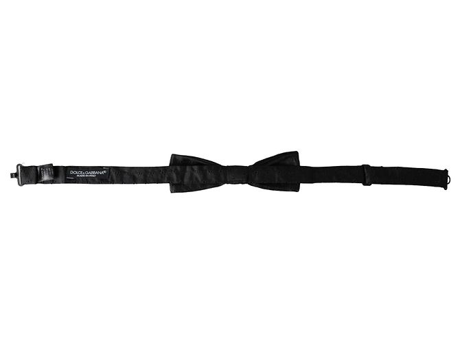 Dolce & Gabbana Dark Gray Silk Patterned Adjustable Neck Men Bow Tie - view 4