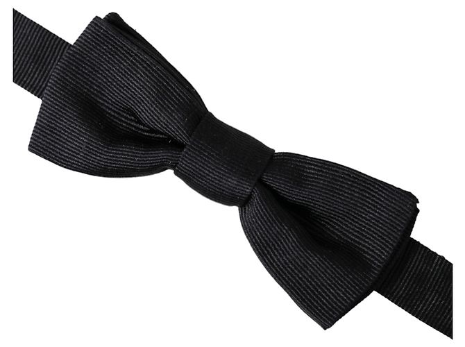 Dolce & Gabbana Black Silk Adjustable Neck Men Bow Tie - view 2