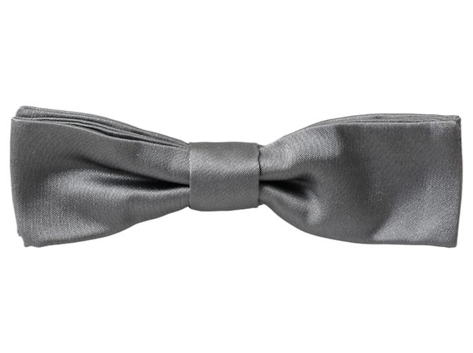 Dolce & Gabbana Papillon da uomo in seta satinata grigia con collo regolabile - vista 3