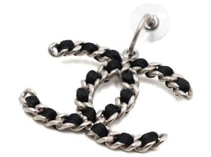 Chanel Silver CC Logo Drop Piercing Ohrringe Season - Ansicht 2
