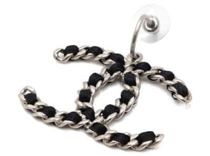 Chanel Silver CC Logo Drop Piercing Ohrringe Season - Ansicht 3