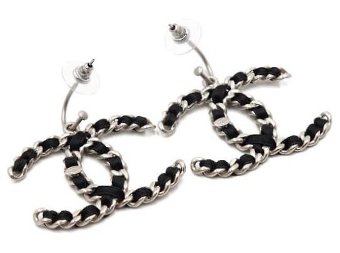 Chanel Silver CC Logo Drop Piercing Ohrringe Season - Ansicht 4