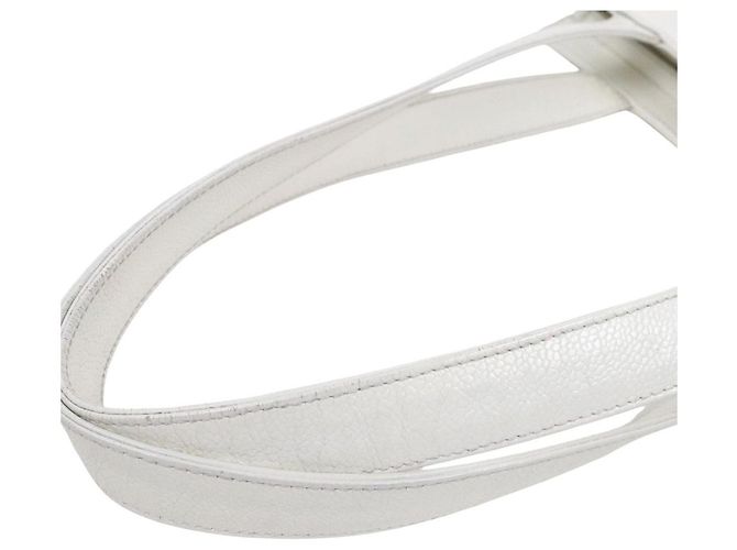 Chanel Borsa a tracolla CC in Caviar bianco - vista 8
