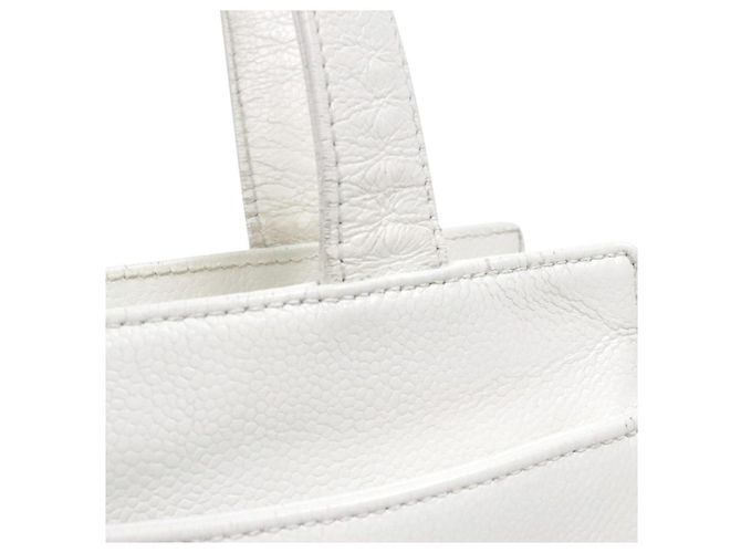 Chanel Borsa a tracolla CC in Caviar bianco - vista 9