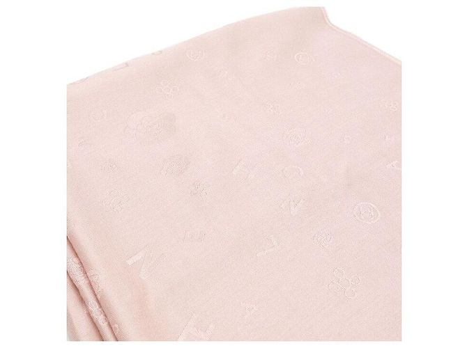Chanel Sciarpa Stola in Misto Seta Rosa con Lettere Arcobaleno - vista 3