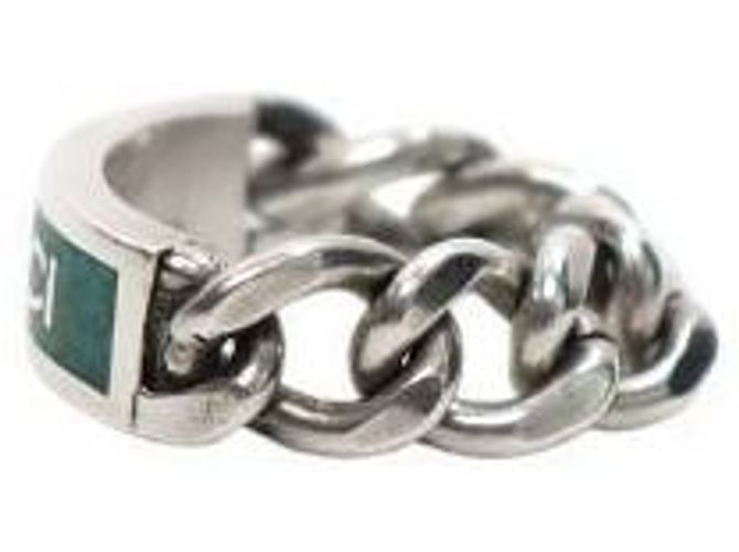 Gucci Anillo de plata con placa de esmalte verde - vista 2