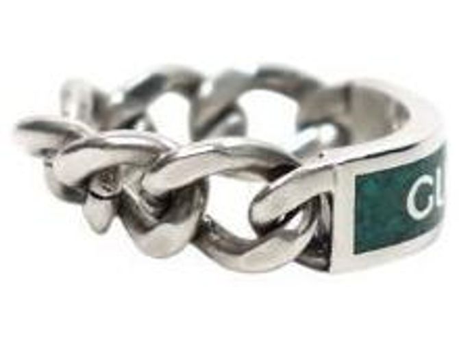 Gucci Anillo de plata con placa de esmalte verde - vista 4
