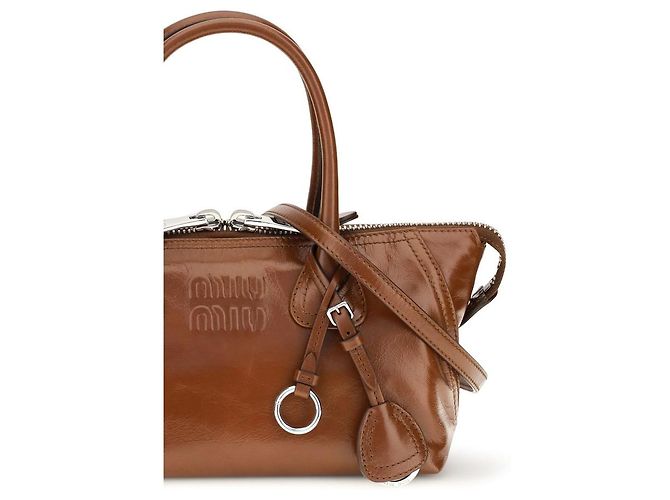 Miu Miu Borsa Bos Taurus in pelle di vitello marrone - vista 4