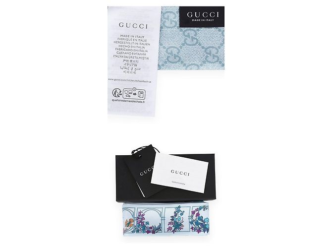 Gucci Sciarpa in seta da donna con stampa animalier e floreale (Light Blue) - vista 4