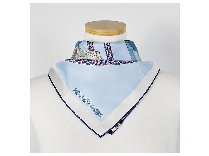 Hermès Lenço de Twill de Seda Blue Ciel - vista 11