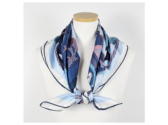 Hermès Lenço de Twill de Seda Blue Ciel - vista 12