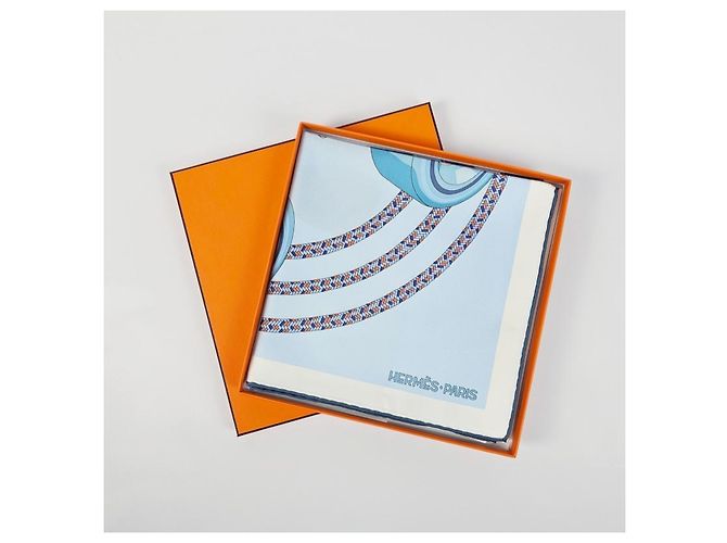 Hermès Lenço de Twill de Seda Blue Ciel - vista 14