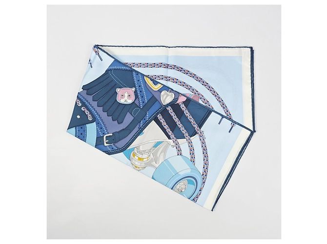 Hermès Lenço de Twill de Seda Blue Ciel - vista 9
