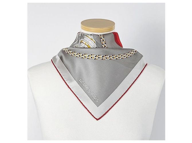 Hermès Foulard in seta Derby Carré da donna Grey Thunder - vista 12