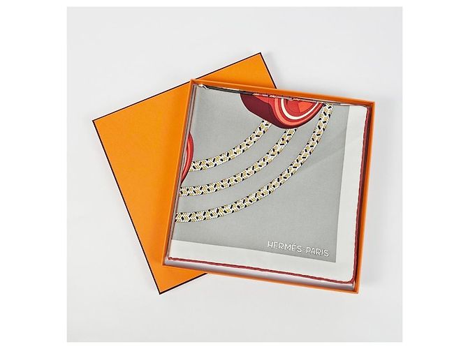 Hermès Foulard in seta Derby Carré da donna Grey Thunder - vista 15