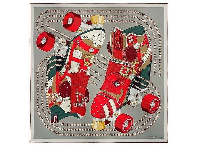 Hermès Foulard in seta Derby Carré da donna Grey Thunder - vista 2