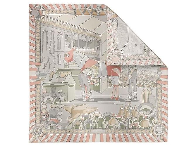 Hermès Pañuelo de seda double face con bordes enrollados - vista 2
