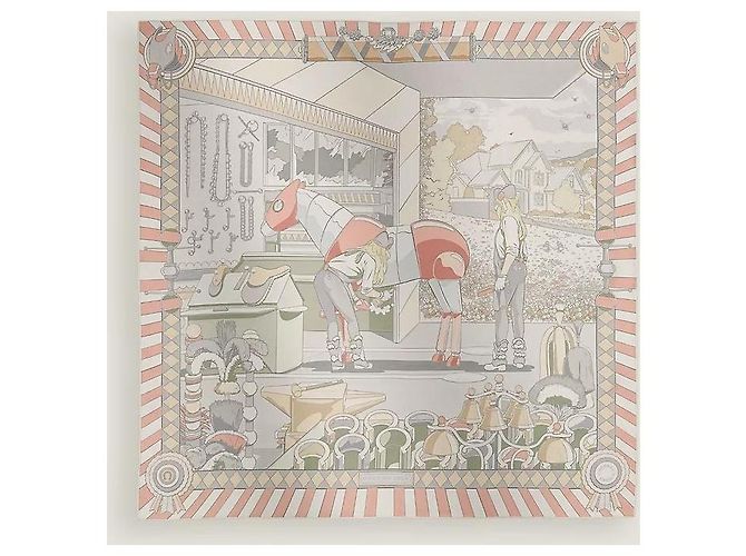 Hermès Pañuelo de seda double face con bordes enrollados - vista 4