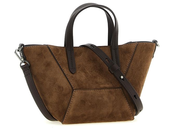 Brunello Cucinelli Borsa in pelle di vitello marrone - vista 2