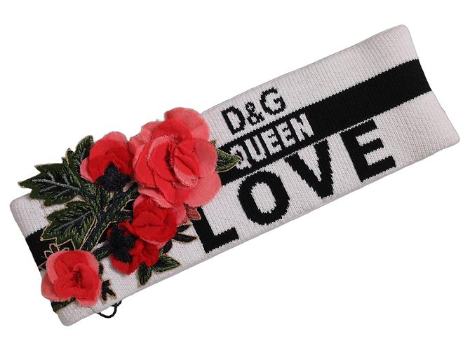 Dolce & Gabbana Fascia per capelli D&G Queen Love bianca con applicazioni floreali One Size Hat - vista 2