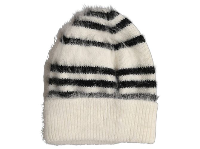 Dolce & Gabbana Angora-Strickmütze gestreift in Schwarz-Weiß Einheitsgröße - Ansicht 3