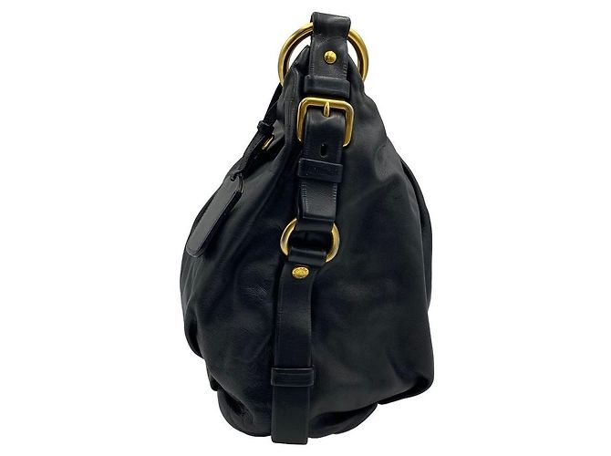 Prada Borsa a tracolla hobo in pelle con anello dorato Nero - Ansicht 13