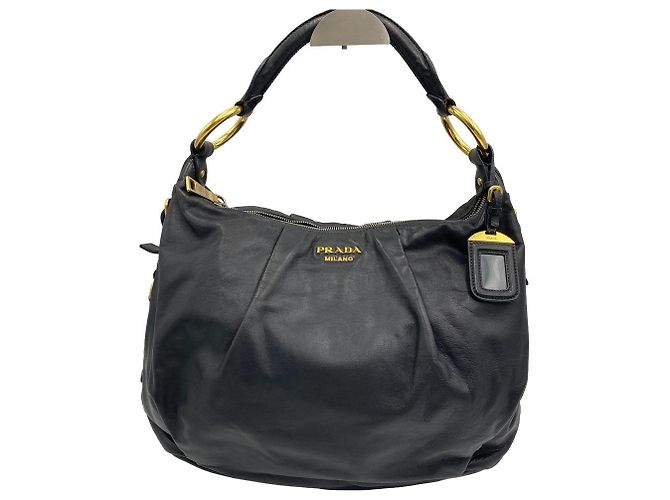 Prada Borsa a tracolla hobo in pelle con anello dorato Nero - Ansicht 2