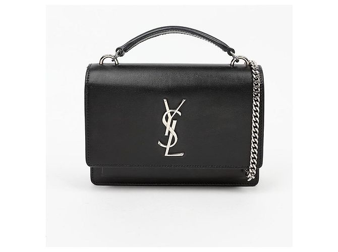 Autre Marque Sunset Leder-Schultertasche mit Kette Schwarz Silber - Ansicht 2