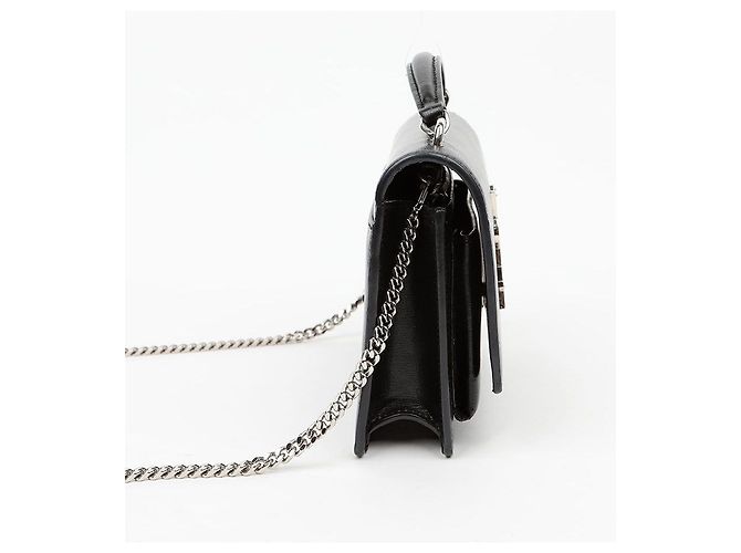 Autre Marque Sunset Leder-Schultertasche mit Kette Schwarz Silber - Ansicht 5