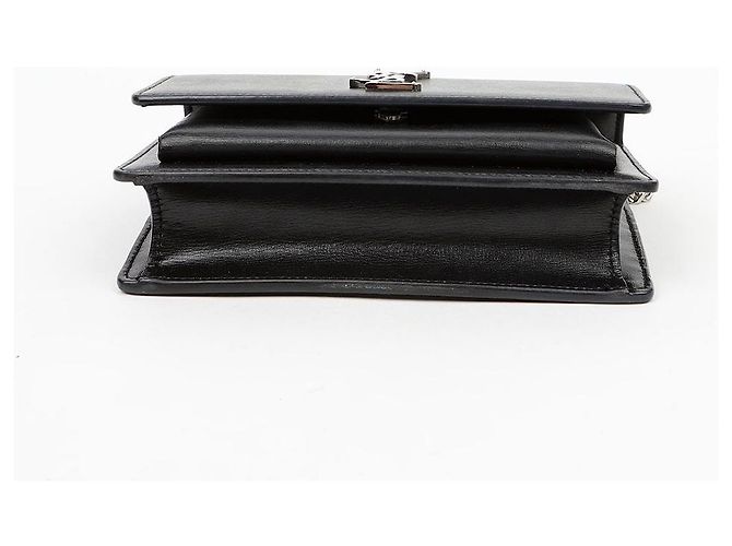 Autre Marque Sunset Leder-Schultertasche mit Kette Schwarz Silber - Ansicht 6