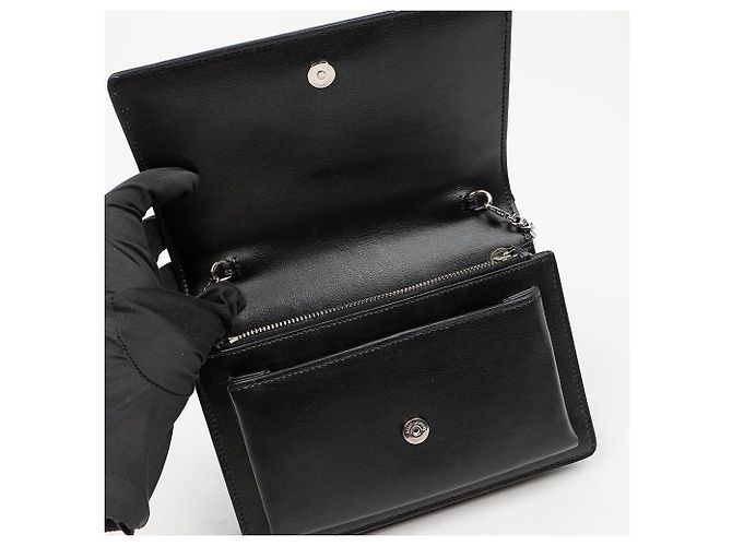 Autre Marque Sunset Leder-Schultertasche mit Kette Schwarz Silber - Ansicht 7