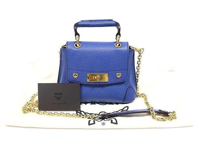MCM Mini borsa a mano in pelle Navy - vista 2