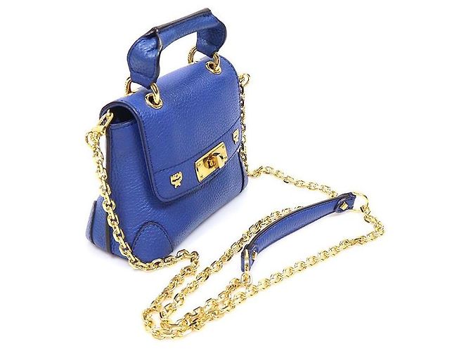 MCM Mini borsa a mano in pelle Navy - vista 3