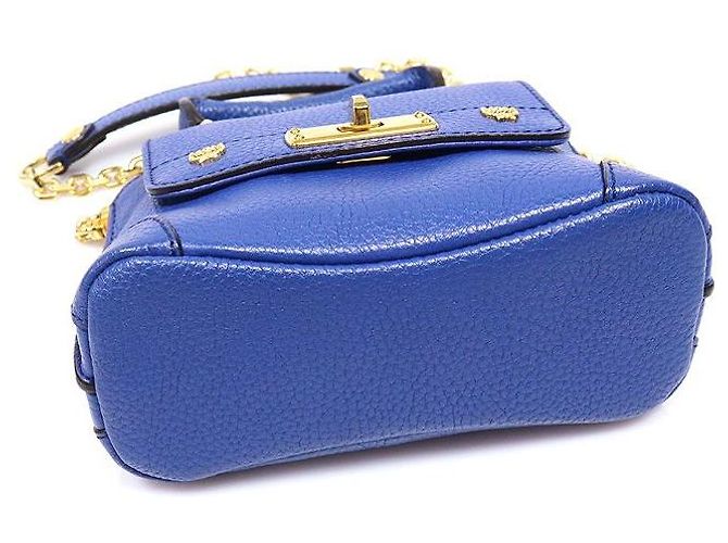 MCM Mini borsa a mano in pelle Navy - vista 5